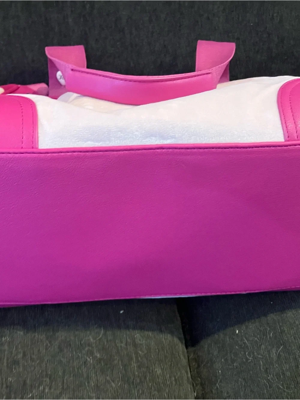 Juicy Couture Sweet Tea Party Hot Pink and White Tote with Pom Charm